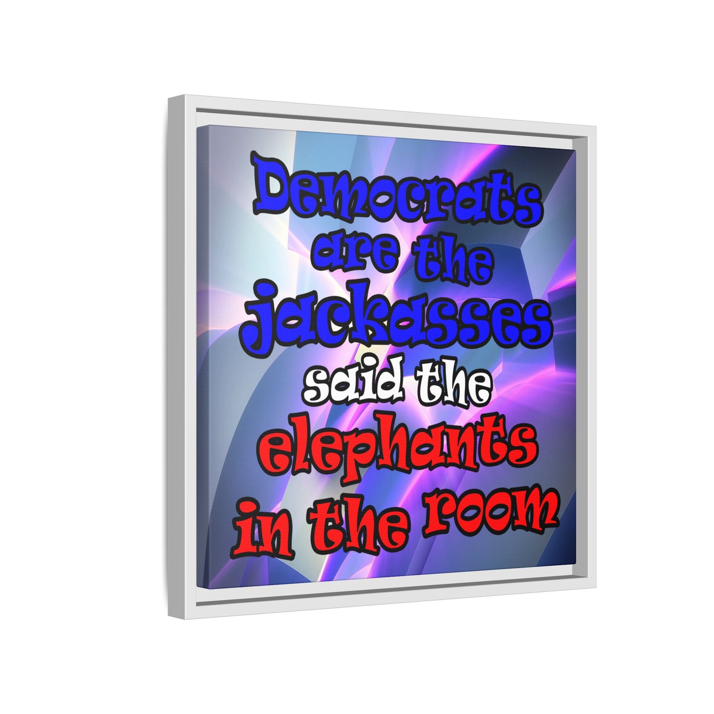 donkeys and elephants - framed canvas art (grey-pink wave)