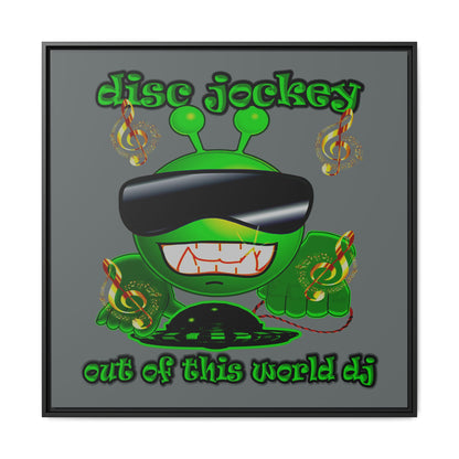 disc jockey - framed canvas art (dark grey)