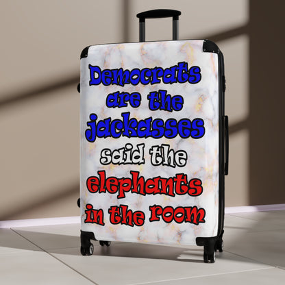 donkeys and elephants - Suitcase (white marble)