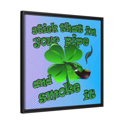 stick that in your pipe and smoke it - framed canvas art (light blue-purple wave)