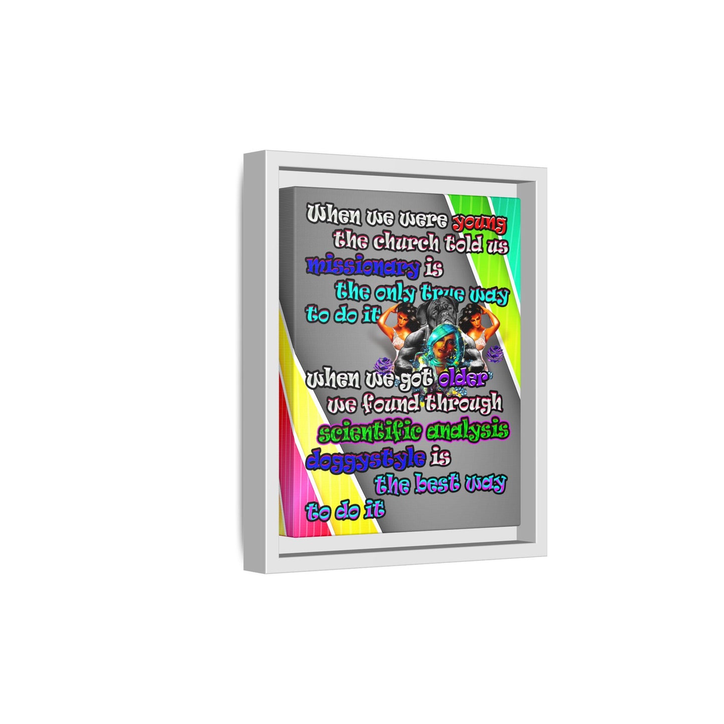 doggystyle - framed canvas art (rainbow split)