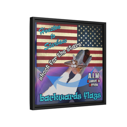 shoot for the stars - framed canvas art (grey-pink wave)