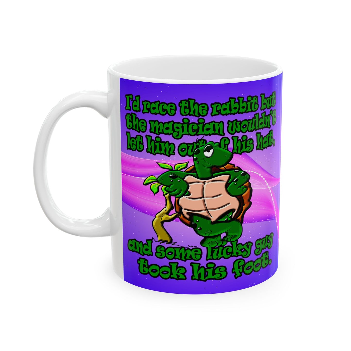 turtle race - White Mug (purple-pink wave)