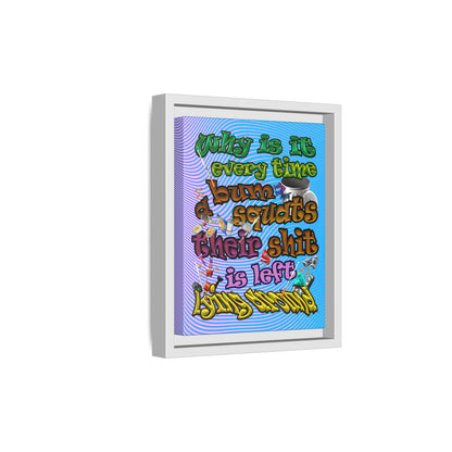 the bum's shit - framed canvas art (light blue-purple wave)