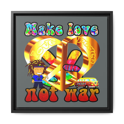 love peace - framed canvas art (dark grey)