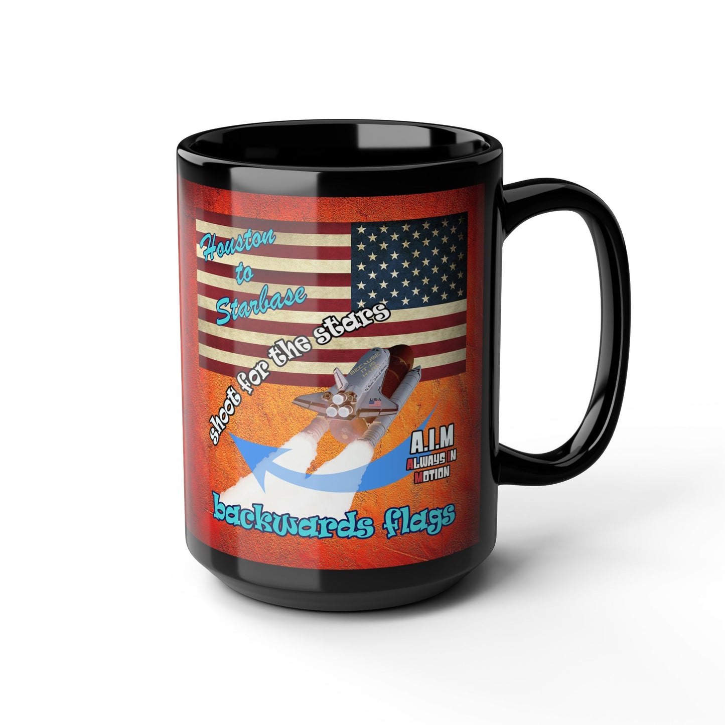 shoot for the stars - Black Mug (burnt orange)