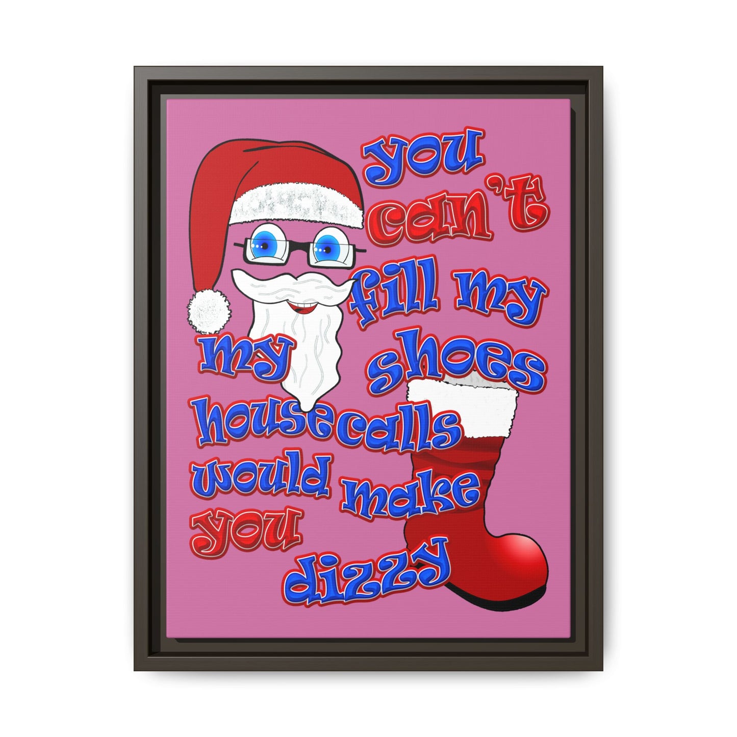 santa's shoes - framed canvas art (light pink)