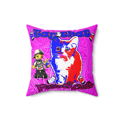 tag that - Spun Polyester Square Pillow - (pink swirl)