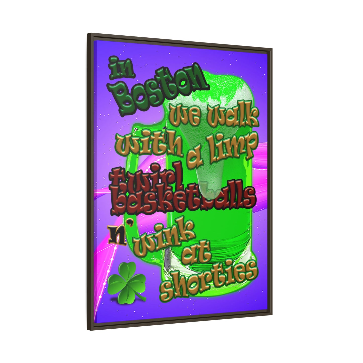 celtics logo - framed canvas art (purple-pink wave)