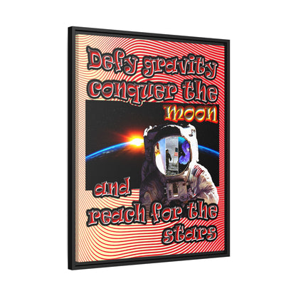 defy conquer reach - framed canvas art (yellow-orange wave)