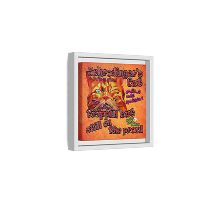 schrodinger's cat - framed canvas art (burnt orange)