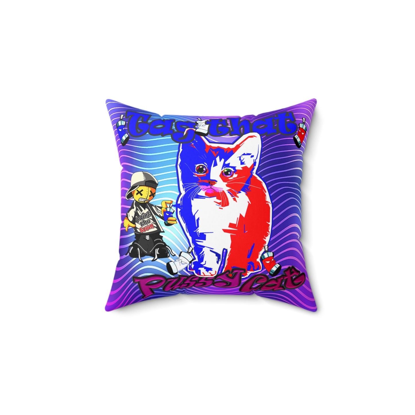 tag that - Spun Polyester Square Pillow - (purple wave)