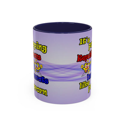popping like popcorn - Accent Mug (light blue-pink wave)