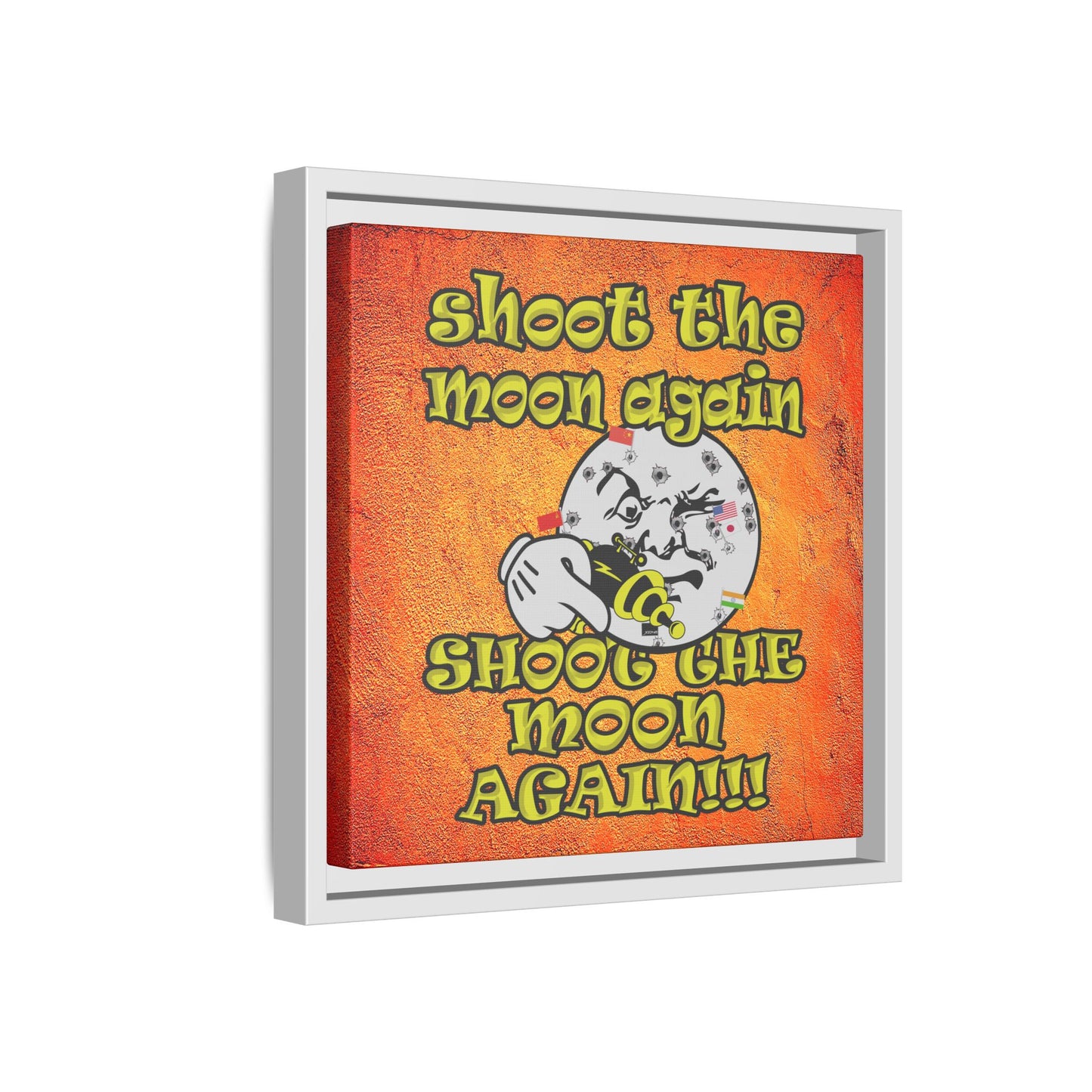 shoot the moon again - framed canvas art (burnt orange)