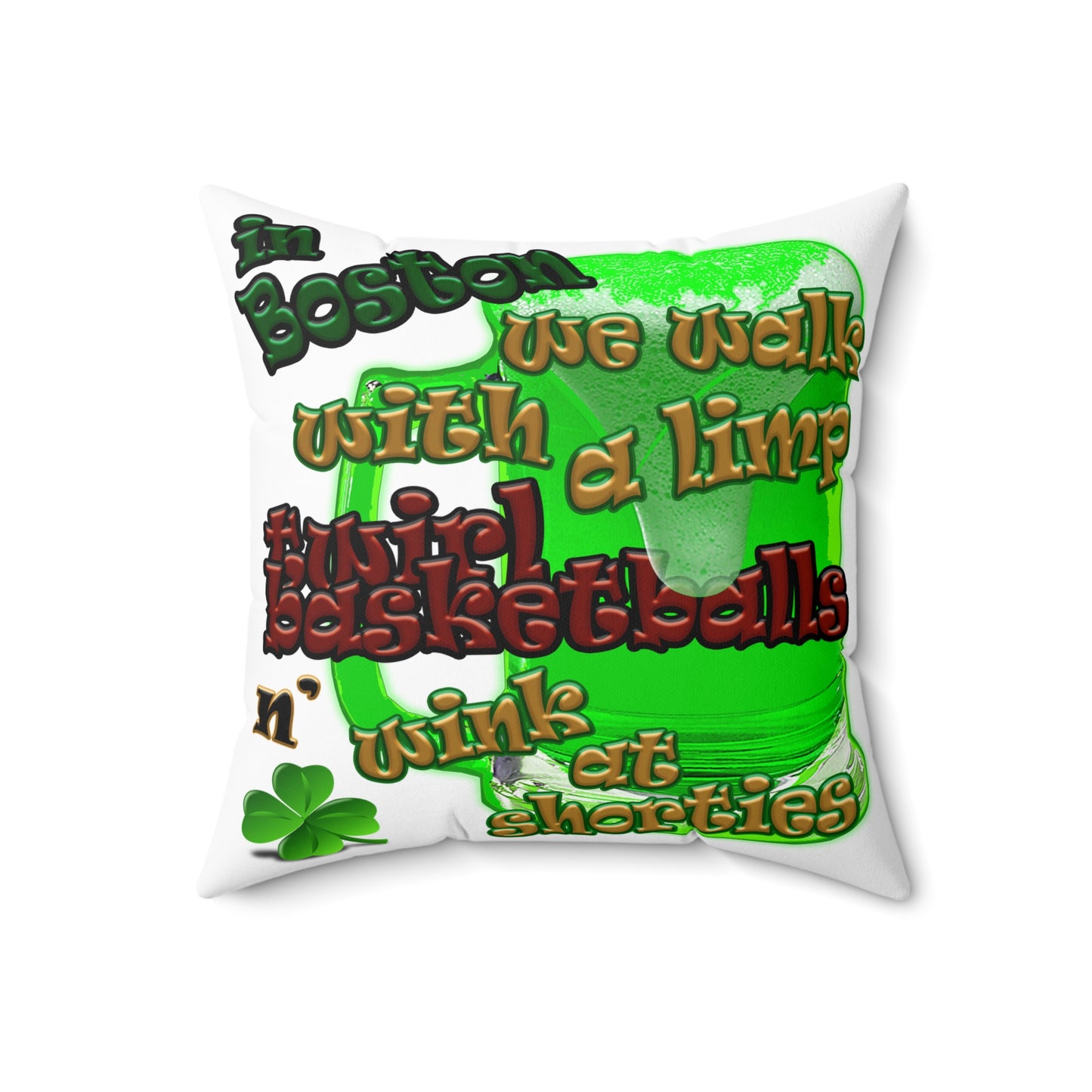 celtics logo - Spun Polyester Square Pillow - (white)