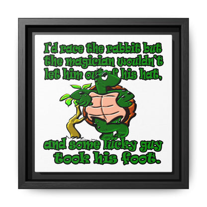 turtle race - framed canvas art (white)