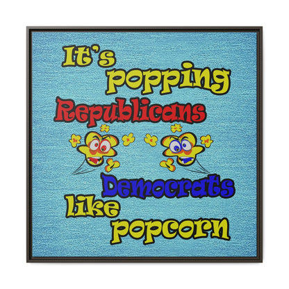 popping like popcorn - framed canvas art (faded dark blue)