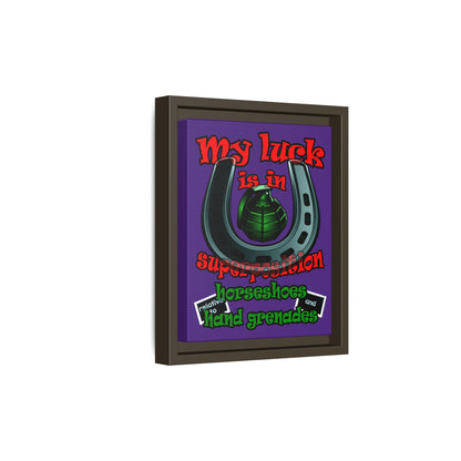 my luck - framed canvas art (purple)