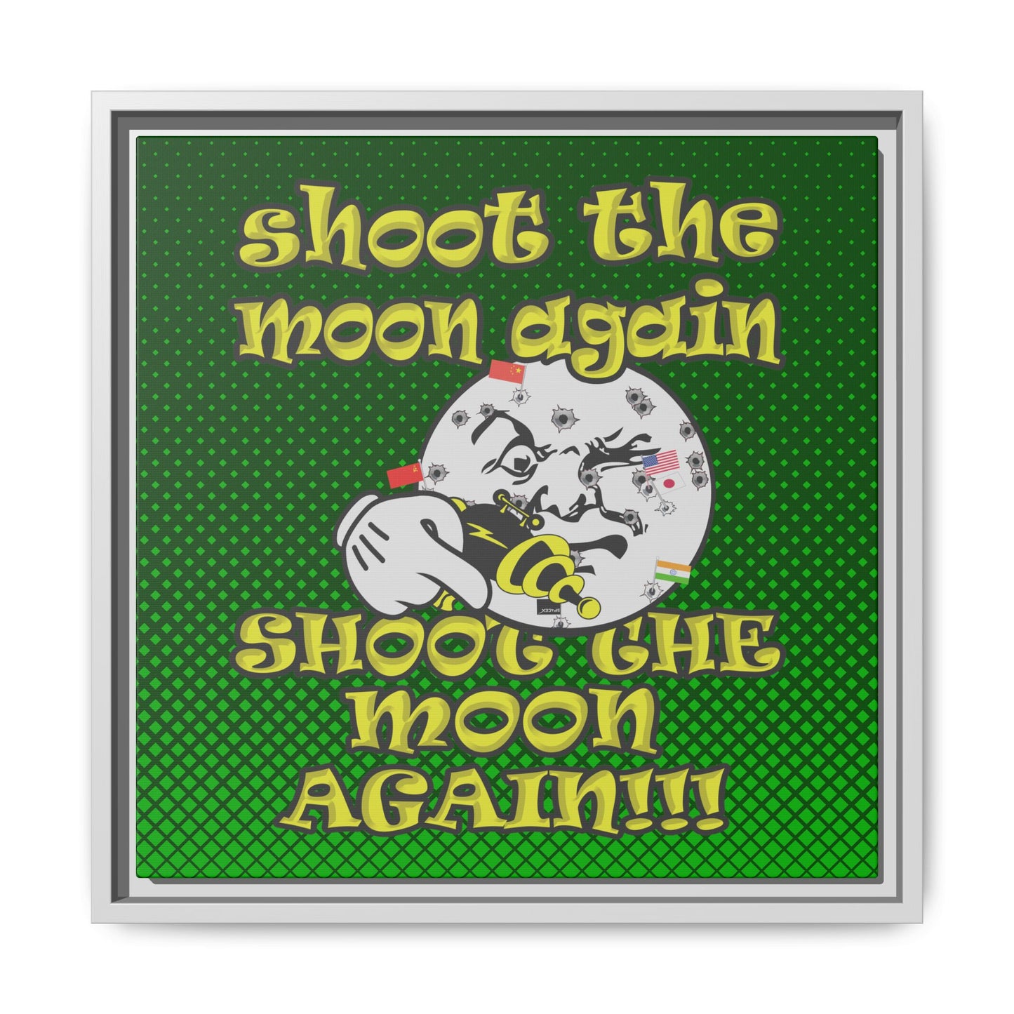 shoot the moon again - framed canvas art (logo green)