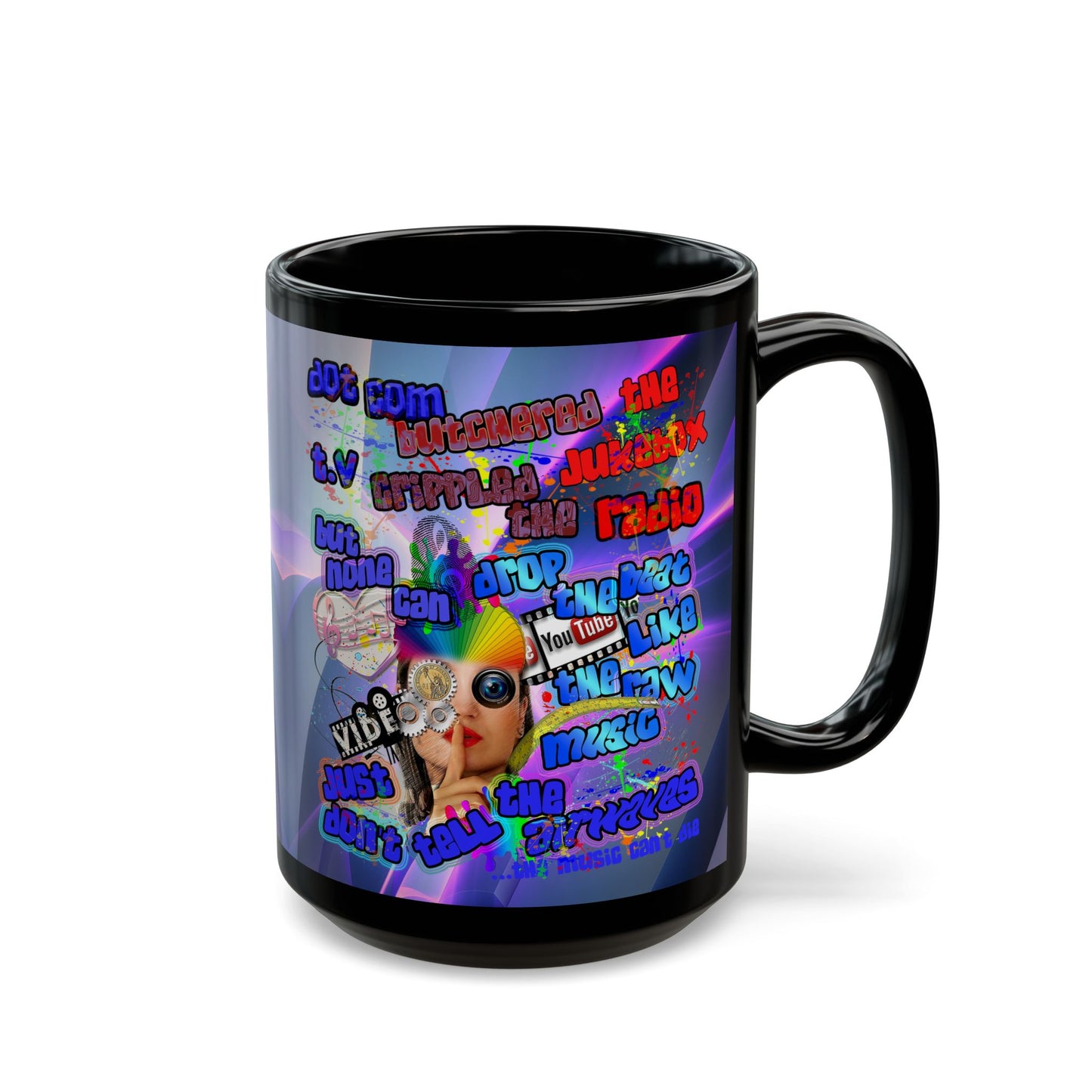 drop the beat - Black Mug (grey-pink wave)