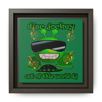 disc jockey - framed canvas art (dark green)
