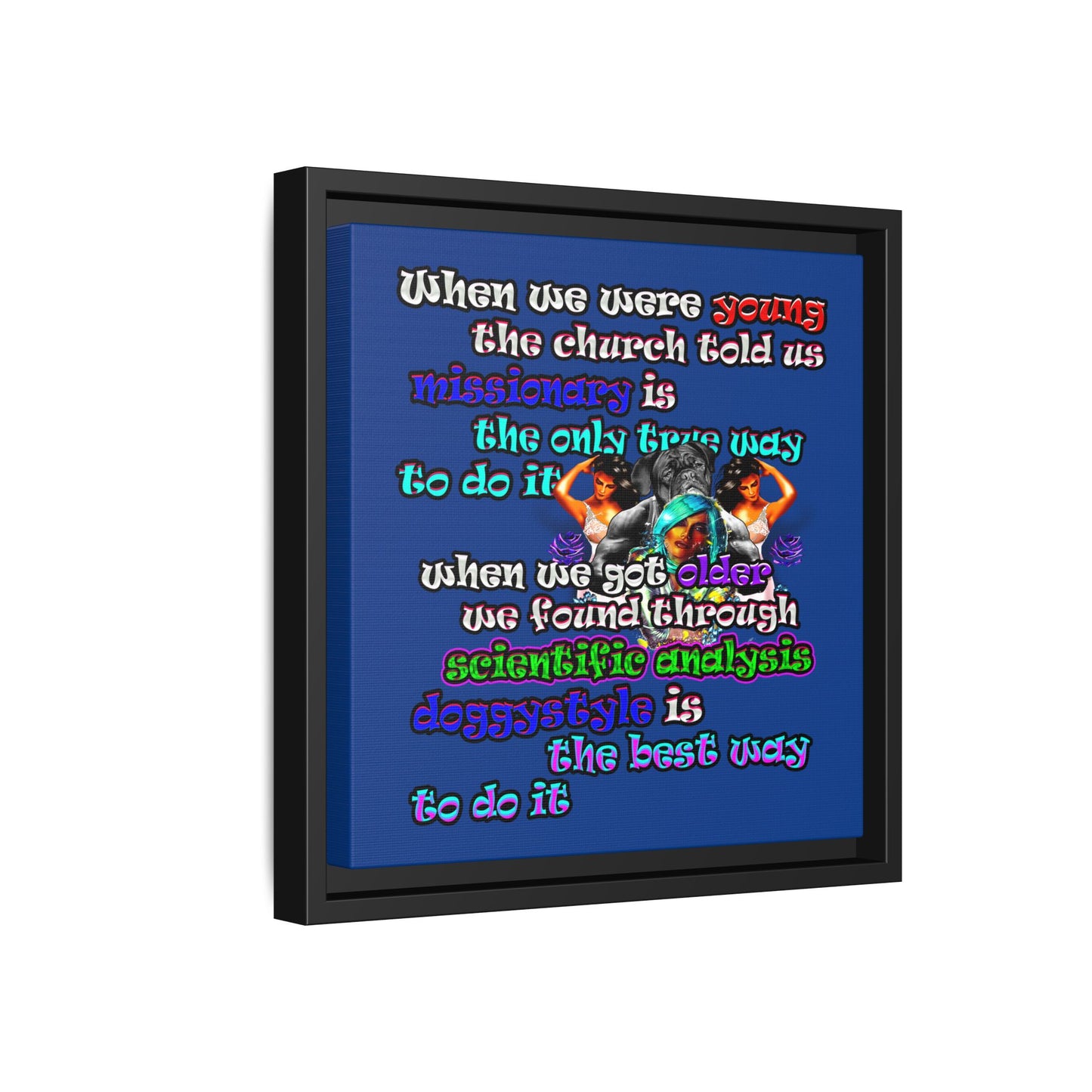 doggystyle - framed canvas art (dark blue)