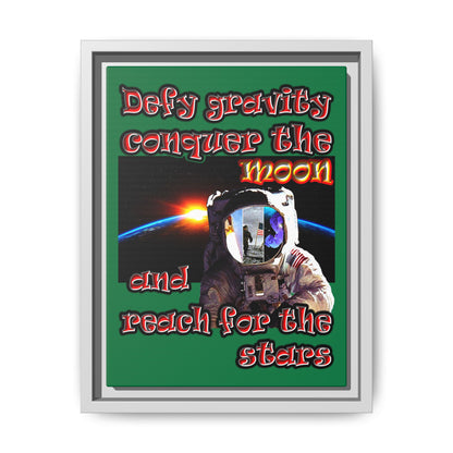 defy conquer reach - framed canvas art (dark green)