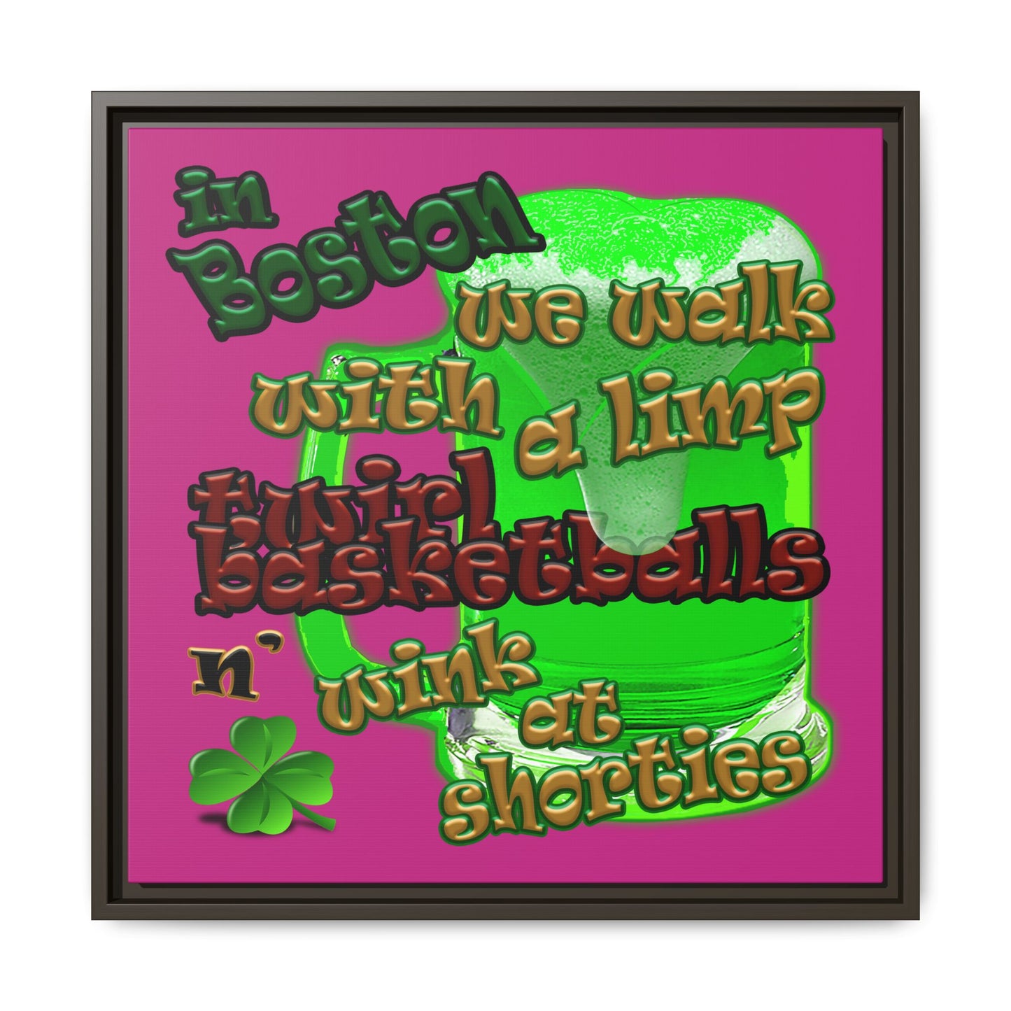 celtics logo - framed canvas art (pink)