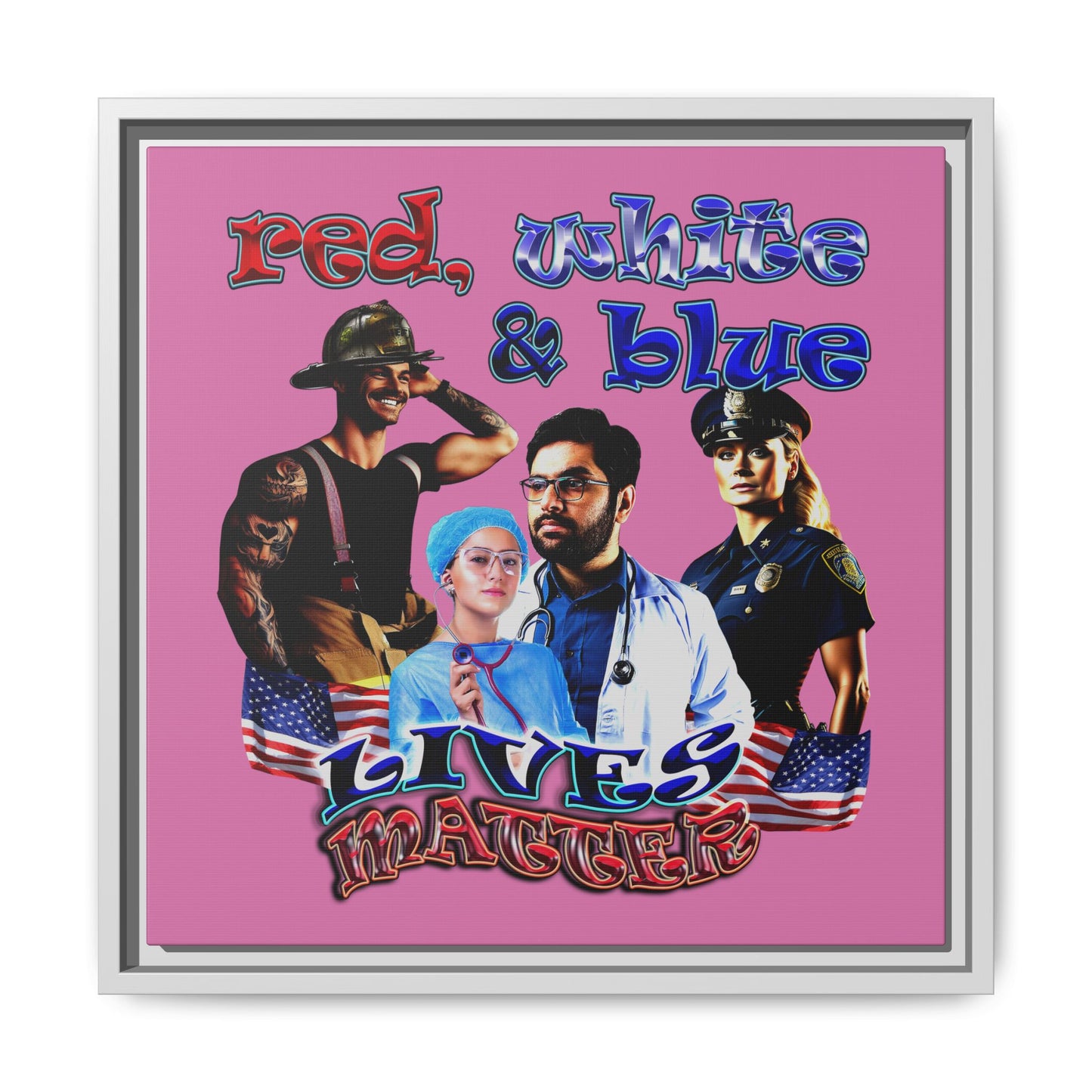 rw&b lives matter - framed canvas art (light pink)
