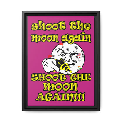 shoot the moon again - framed canvas art (pink)