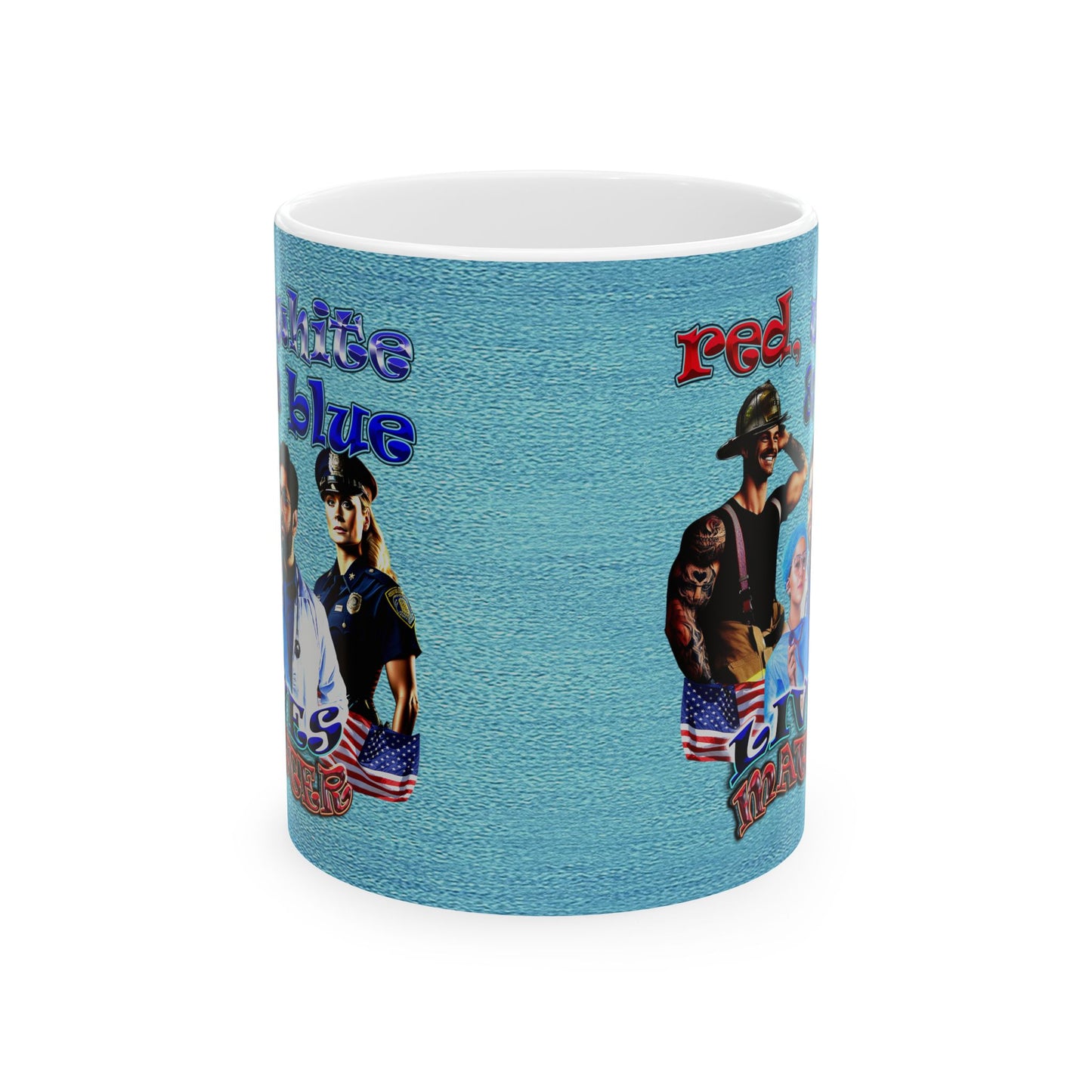 rw&b lives matter - White Mug (faded blue)