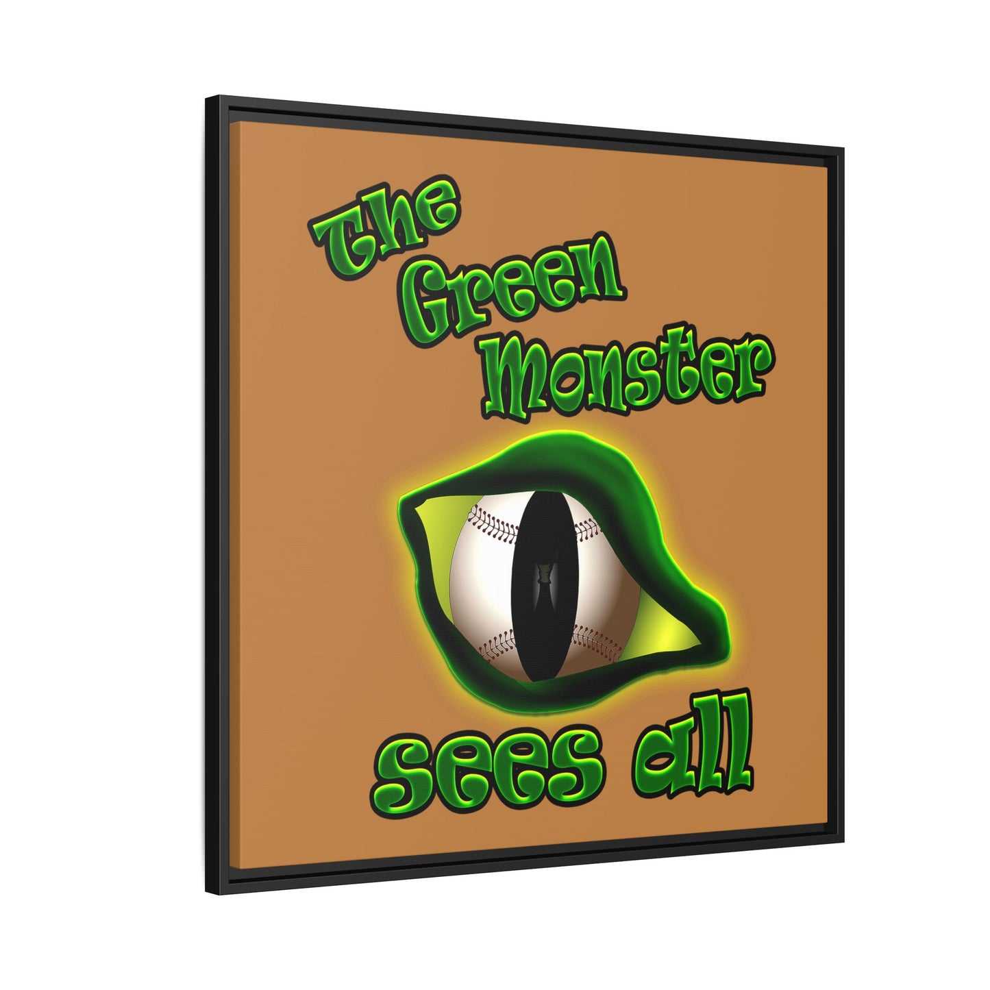 green monster - framed canvas art (light brown)