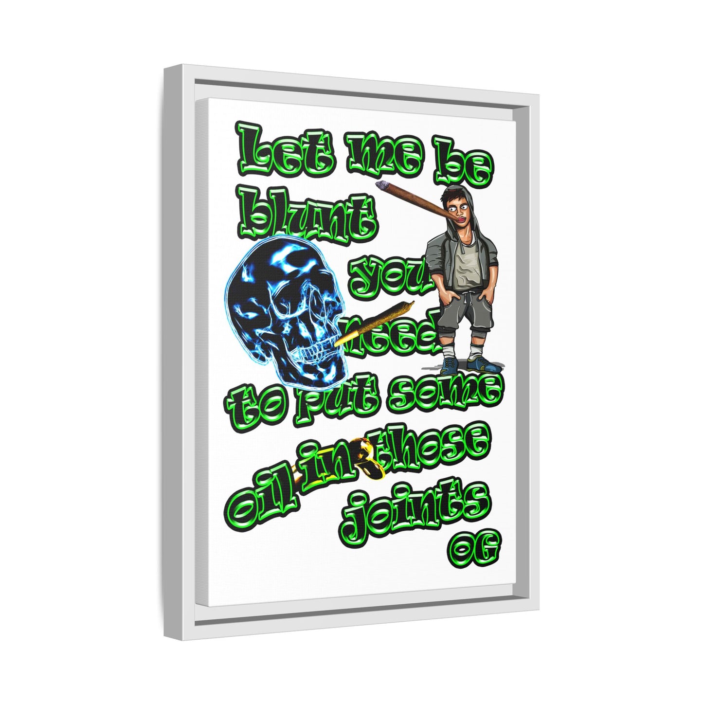 og - framed canvas art (white)