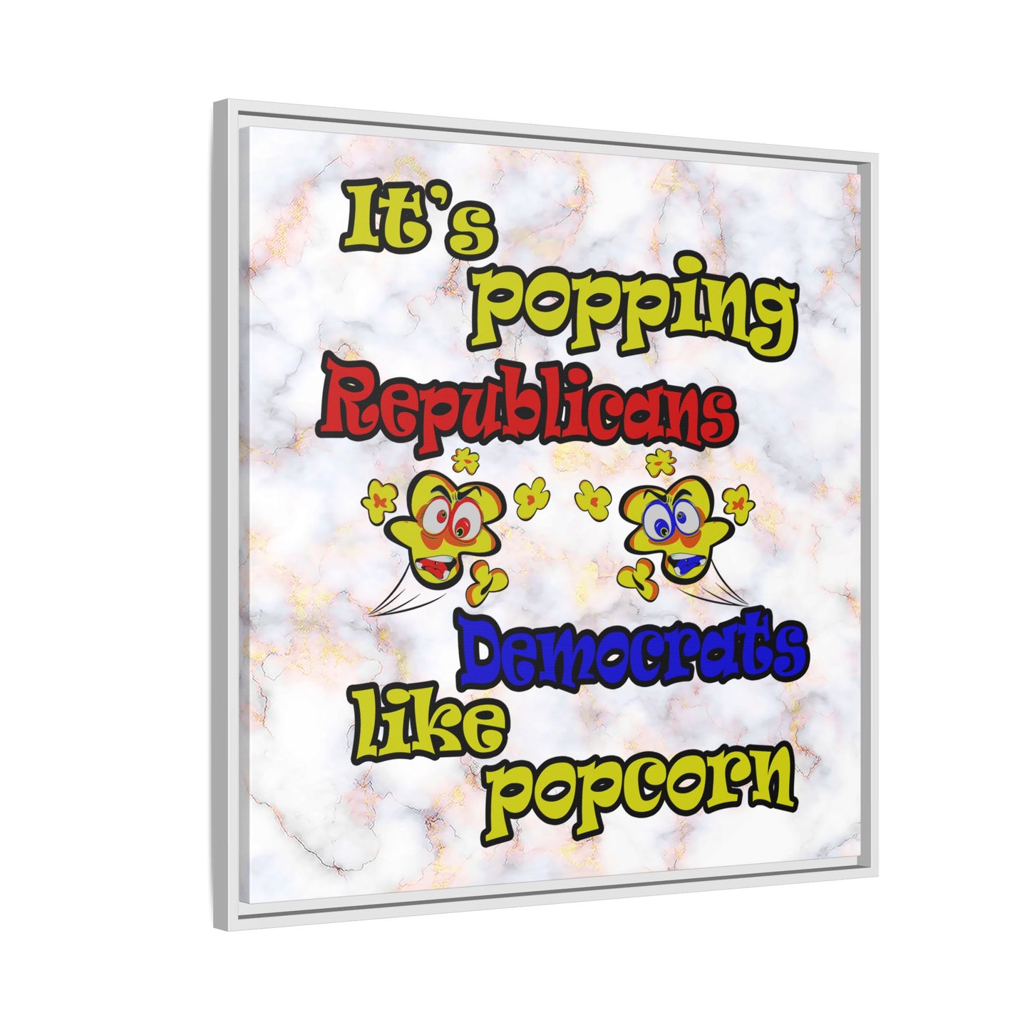 popping like popcorn - framed canvas art (white marble)