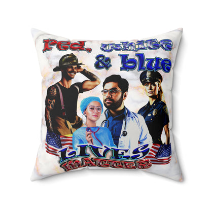 rw&b lives matter - Faux Suede Square Pillow - (white marble)