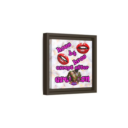hoes b4 bros - framed canvas art (white marble)