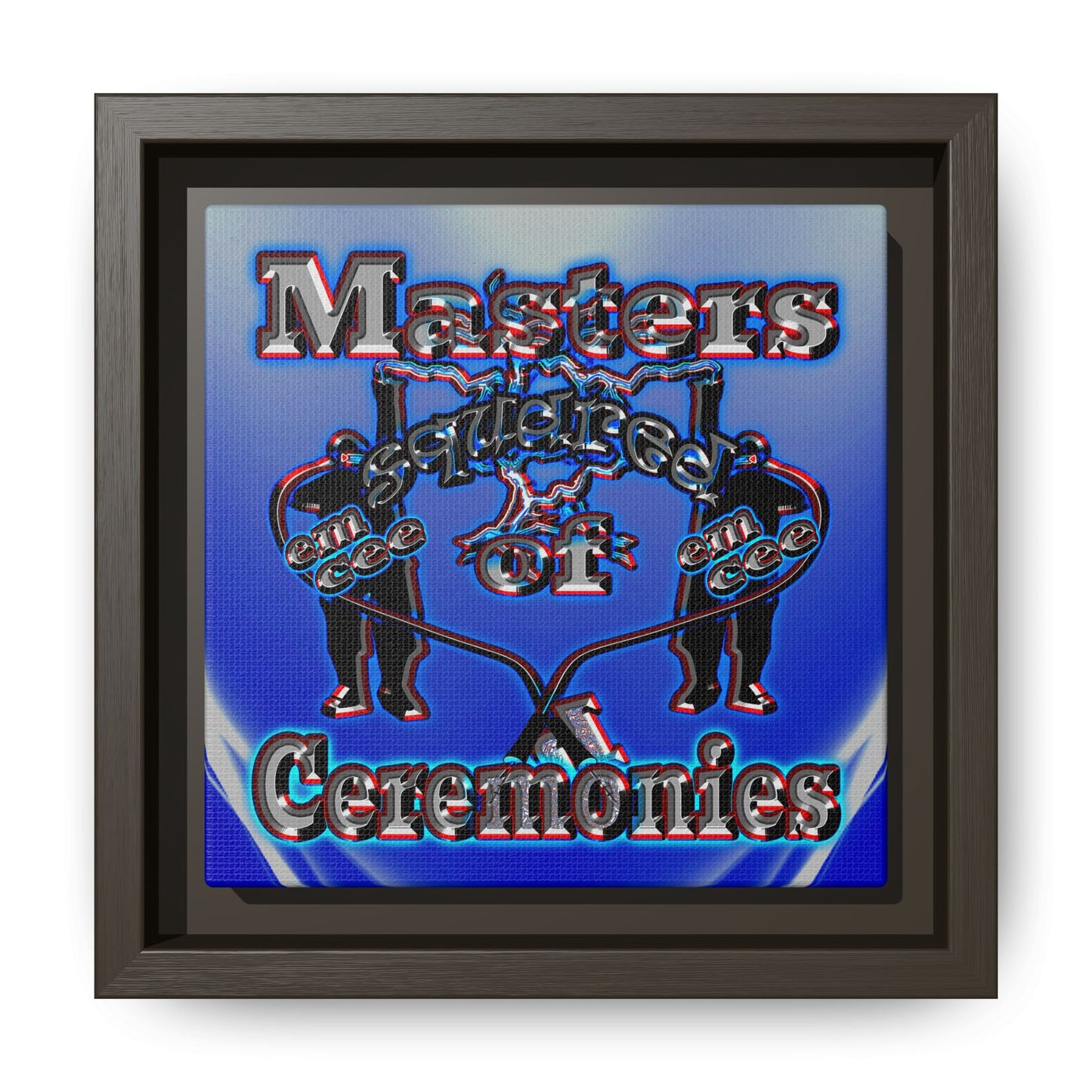 em cee squared - framed canvas art (blue-white wave)