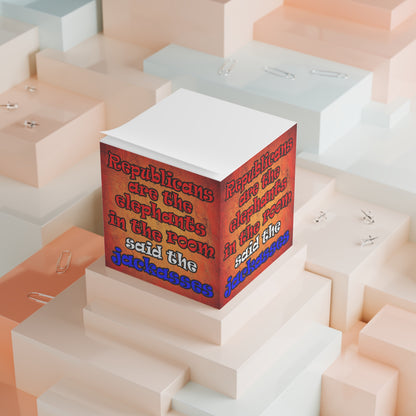 donkeys and elephants - note cube (burnt orange)