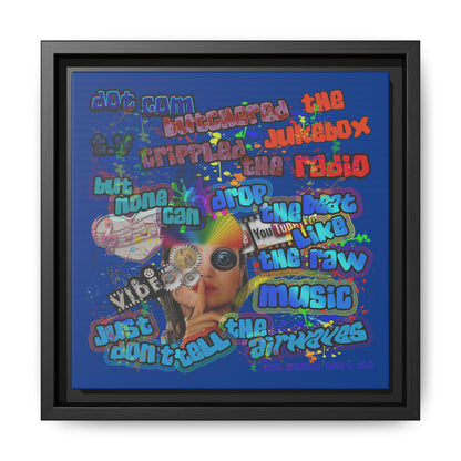 drop the beat - framed canvas art (dark blue)