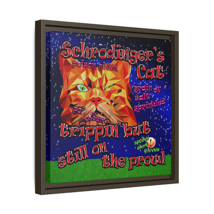 schrodinger's cat - framed canvas art ('snoops' background)