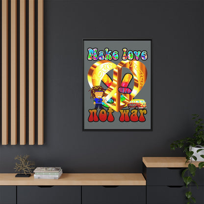 love peace - framed canvas art (dark grey)