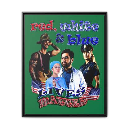 rw&b lives matter - framed canvas art (dark green)