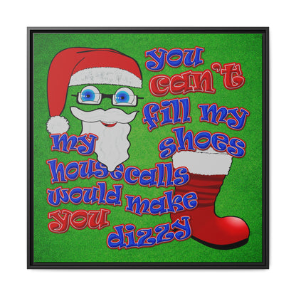 santa's shoes - framed canvas art (green turf)