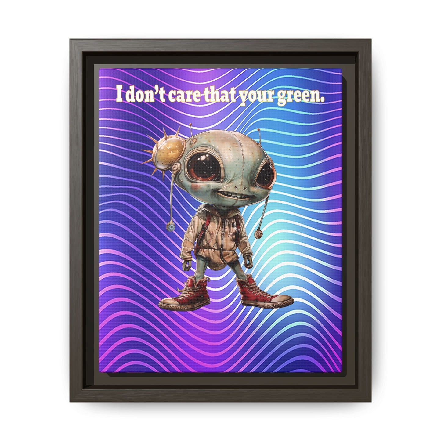 I don't care that your green - framed canvas art (purple wave)