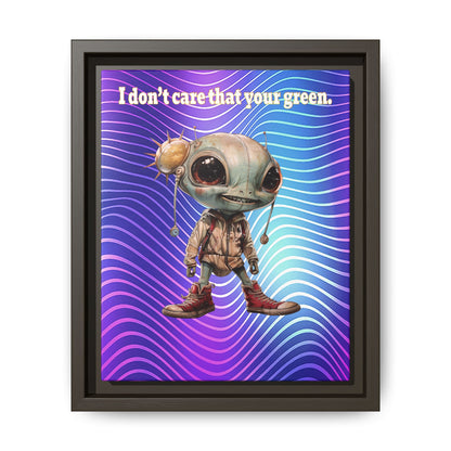 I don't care that your green - framed canvas art (purple wave)