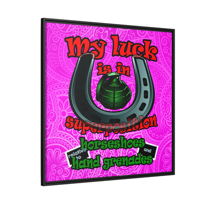 my luck - framed canvas art (pink swirl)