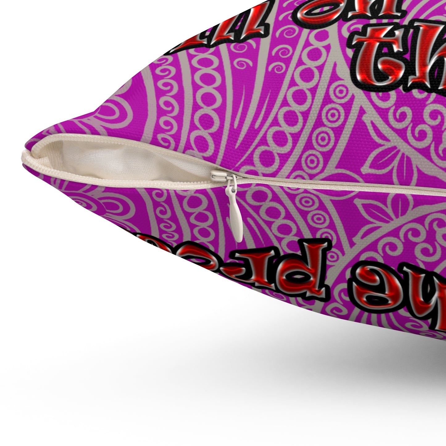 schrodinger's cat - Spun Polyester Square Pillow - (pink swirl)