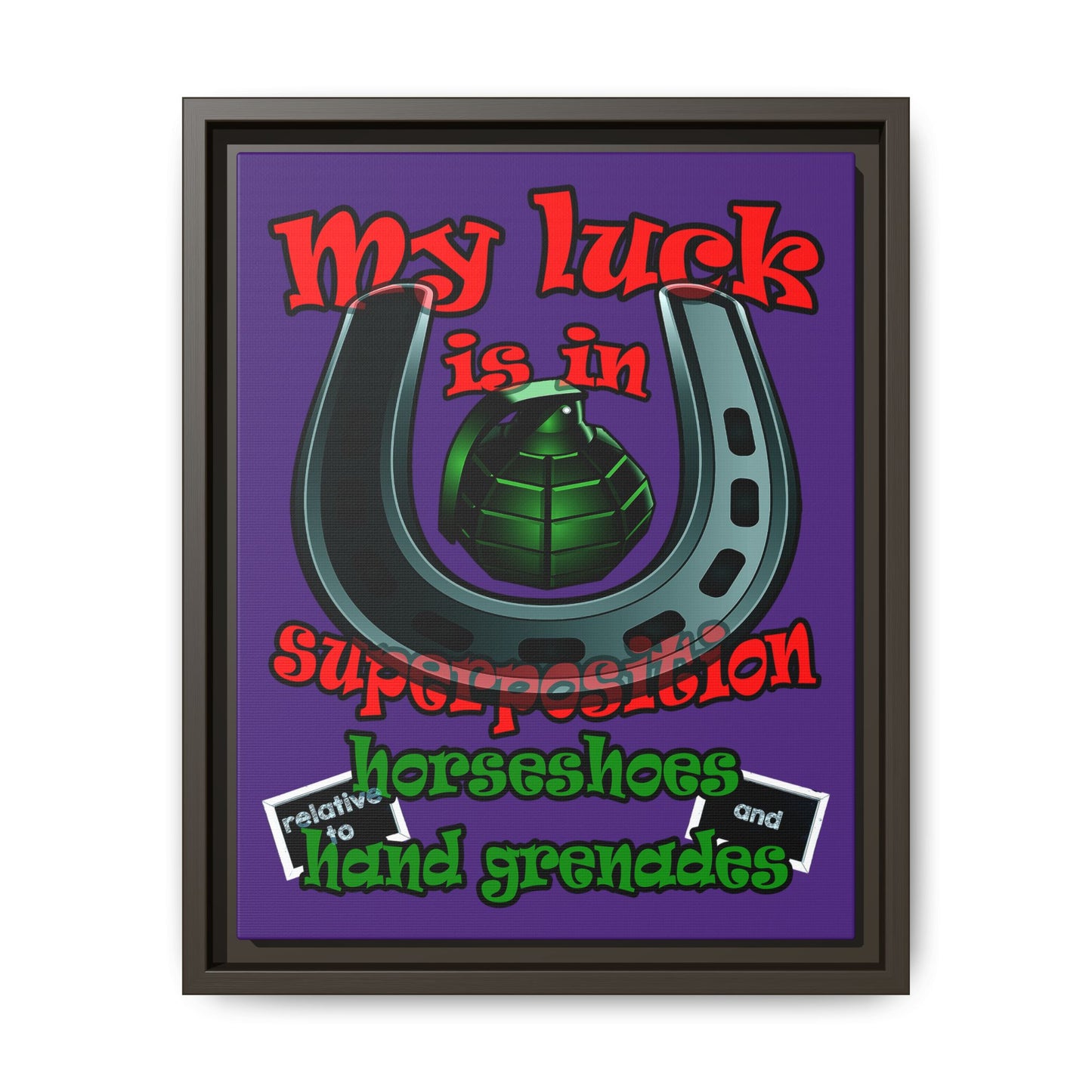 my luck - framed canvas art (purple)