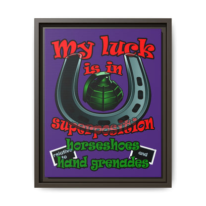 my luck - framed canvas art (purple)