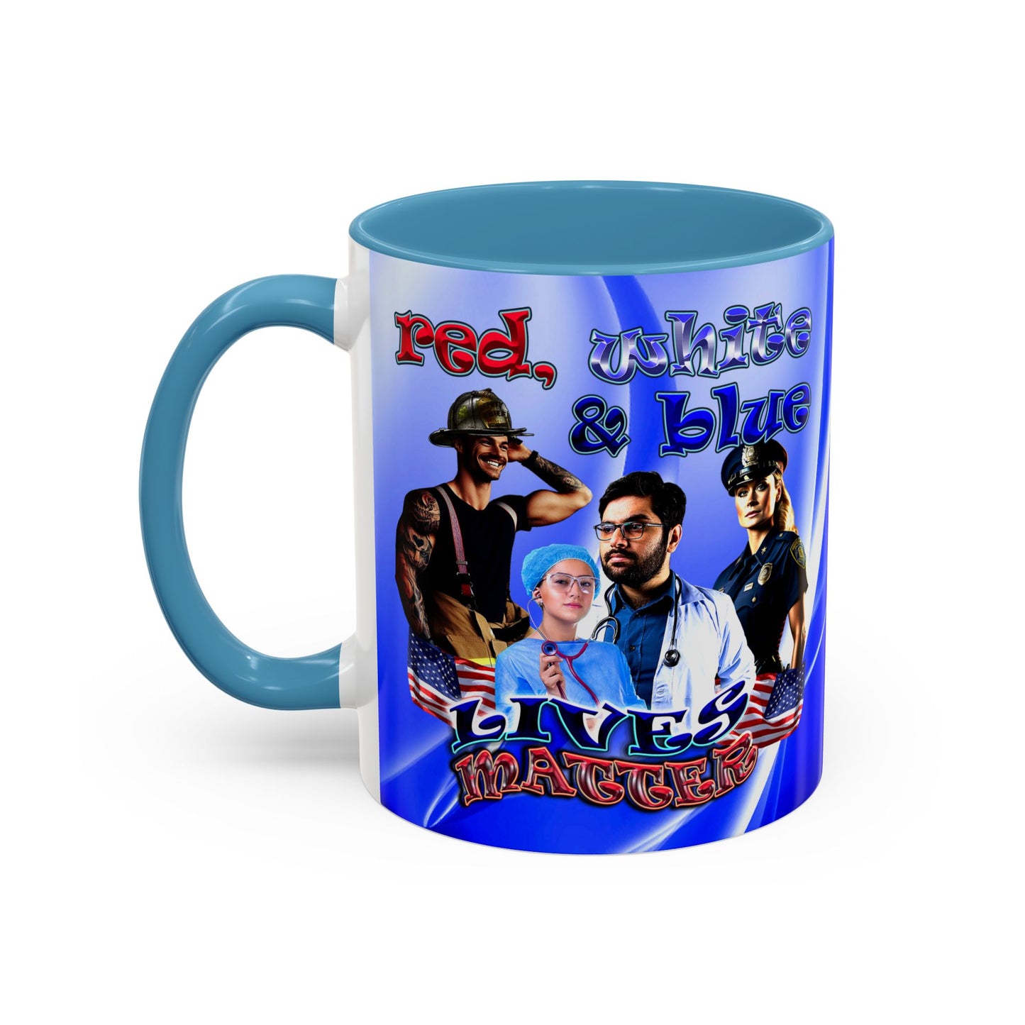 rw&b lives matter - Accent Mug (blue-white wave)
